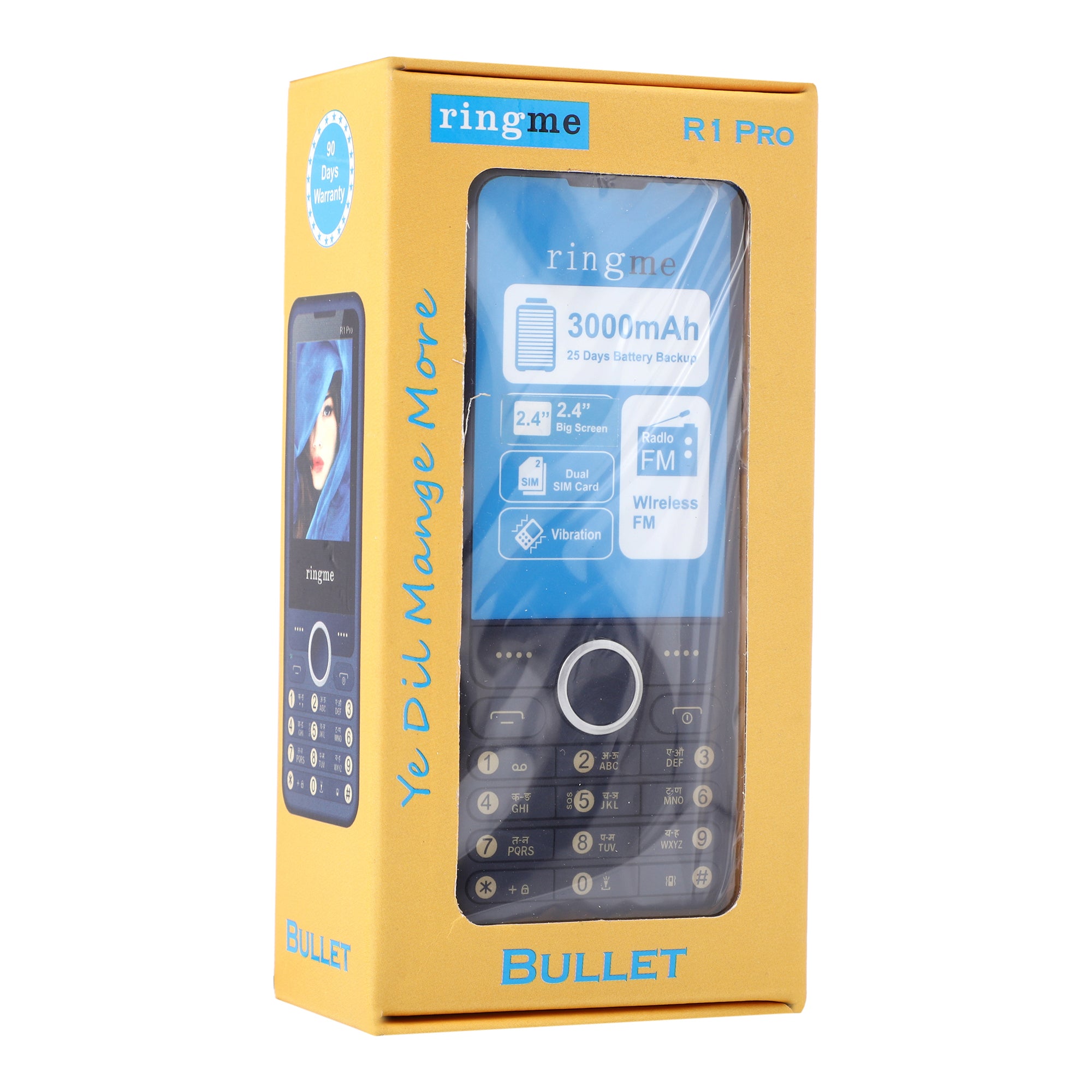 Ringme Bullet Mobile Phone Feature Phone with Dual SIM Card, Camera, Auto Call Recording (Blue, 2.4 inch Big screen, 3000mAh Big Battery)