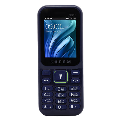 Sukom S310 Mobile Phone Feature Phone with Dual SIM Card, Camera, Big Torch, Auto Call Recording (Blue, 2.0 inch Big screen, 1050mAh Battery)