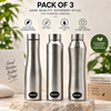 NONU 1000ml Stainless Steel Water Bottles (Single Wall, Pack of 3)