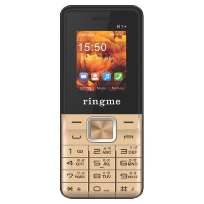 Ringme R1 Plus Cube Feature Keypad Mobile Basic Bar Phone with Dual SIM Card, Camera, Torch,  Bluetooth (Gold, 1.8 inch)