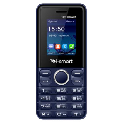 Ismart IS104 Power Feature Keypad Mobile Bar Phone with Dual SIM Card, Camera, Torch,  Bluetooth (Blue, 1.8 inch, 2800m Ah Battery)