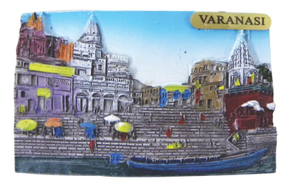 Varanasi Ghat Fridge Magnet for Home Decoration and Gifting, Travel Souvenir (Polyresin, 2