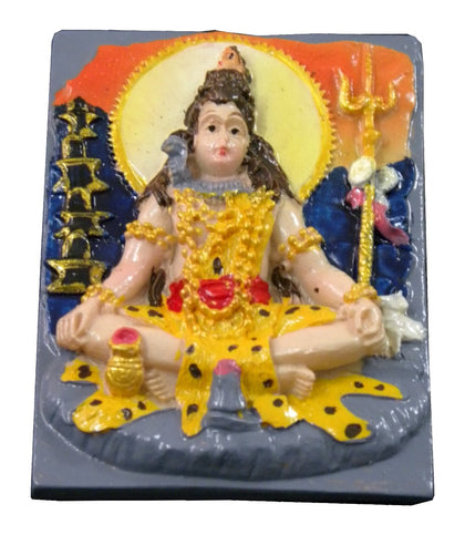 Polyresin God Shiva Idol for Home Decoration and Gifting,  Fridge Magnet, Souvenir (Gold, 2