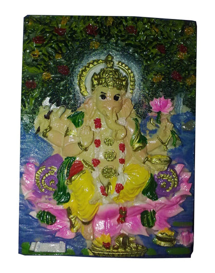 Polyresin Ganesha Siting on Lotus Fridge Magnet, Souvenir (2
