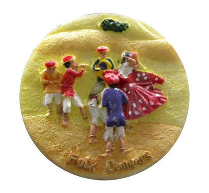Folk Dance in Desert of Rajasthan Fridge Magnet for Home Decoration and Gifting, Travel Souvenir (Polyresin, 2
