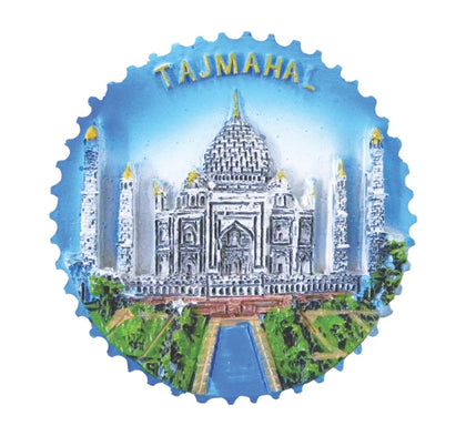 Taj Mahal Hand-painted Fridge Magnet for Home Decoration and Gifting, Travel Souvenir (Polyresin, 2