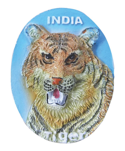 Indian Tiger hand-crafted Fridge Magnet for Home Decoration and Gifting, Travel Souvenir (Polyresin, 2
