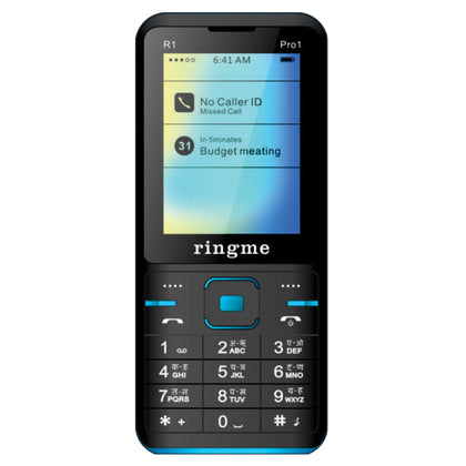 Ringme Pro 1 Feature Keypad Mobile Bar Phone with Dual SIM Card, Camera, Torch,  Bluetooth (Black and Blue, 2.4 inch)