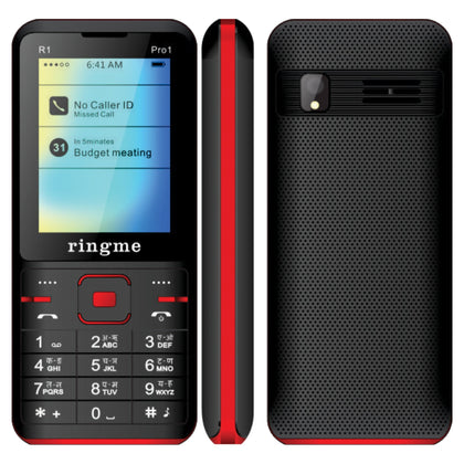 Ringme Pro 1 Feature Keypad Mobile Bar Phone with Dual SIM Card, Camera, Torch,  Bluetooth (Black and Red, 2.4 inch)